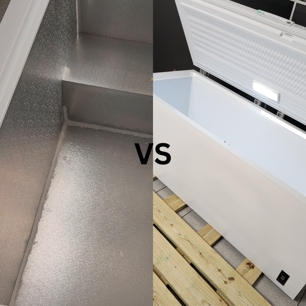 Metallic vs white chest freezer interior
