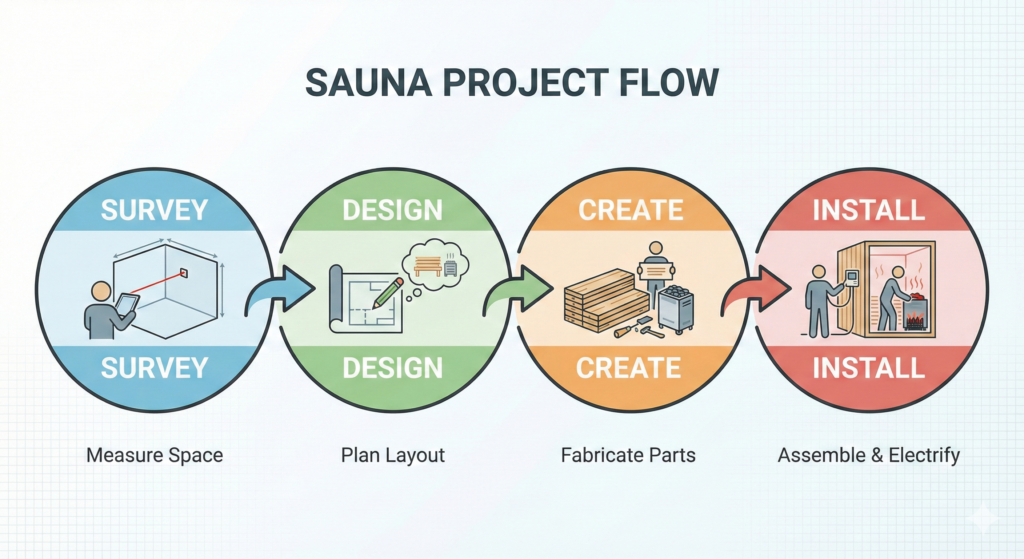 Miami Plunge 4 step sauna built