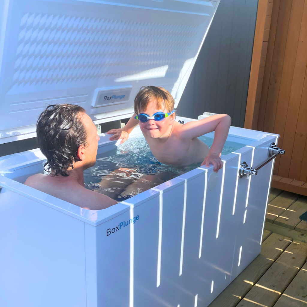 Best cold plunges for summer 2026 with people enjoying a blue outdoor cold plunge tub